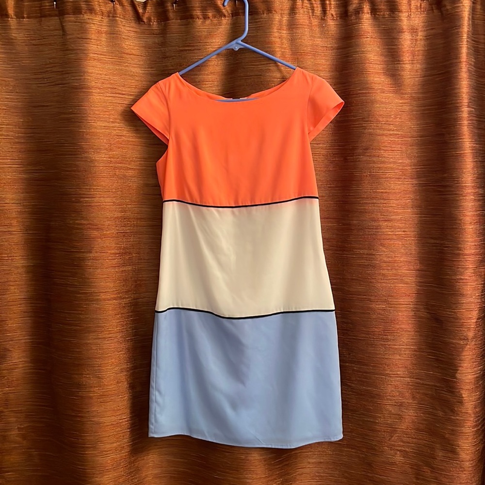 Jessica Simpson coral/white/blue size 4 colorblock dress